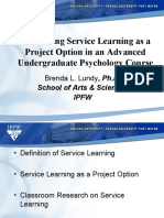 Introducing Service Learning As A Project Option in An Advanced Undergraduate Psychology Course