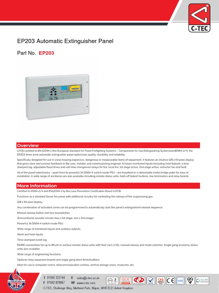 EP203 Automatic Fire Panel | PDF | Mains Electricity | Relay