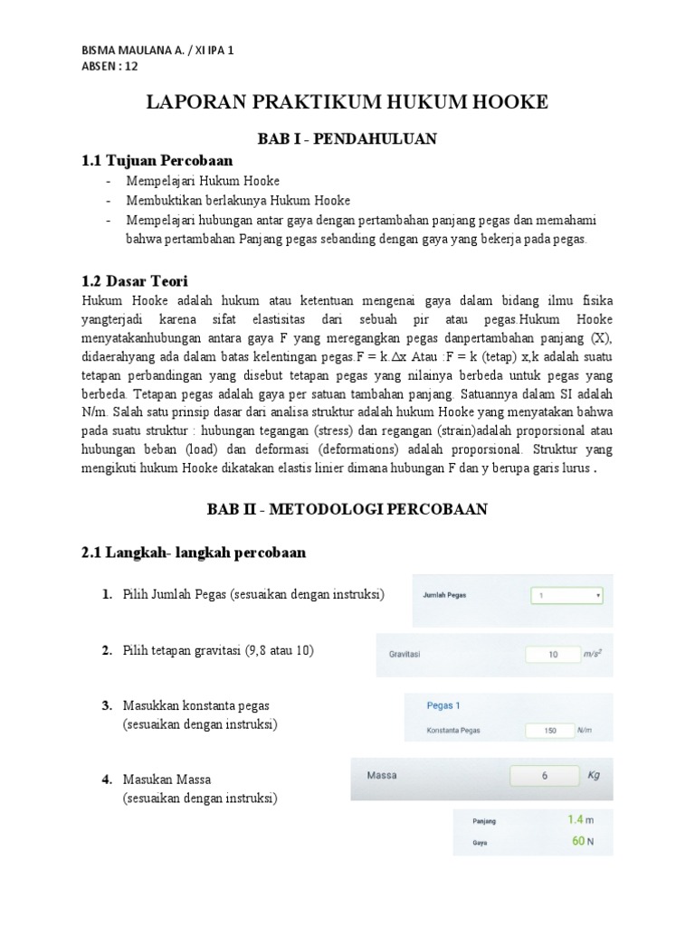Percobaan Hukum Hooke | PDF