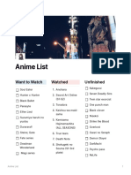 Anime List: Want To Watch Watched Unfinished