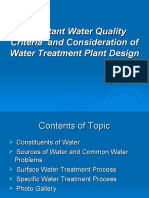 Important Water Quality Criteria and Consideration of Water Treatment Plant Design