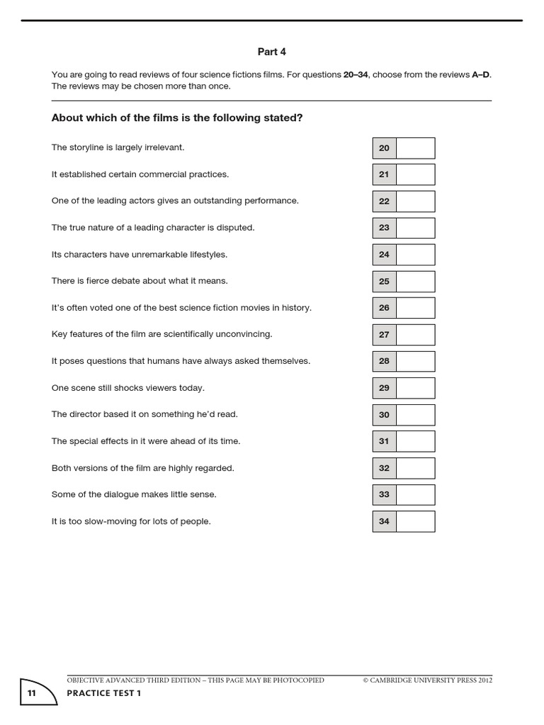 Reading Part 4 Practice 7 | PDF | Star Wars | Science Fiction