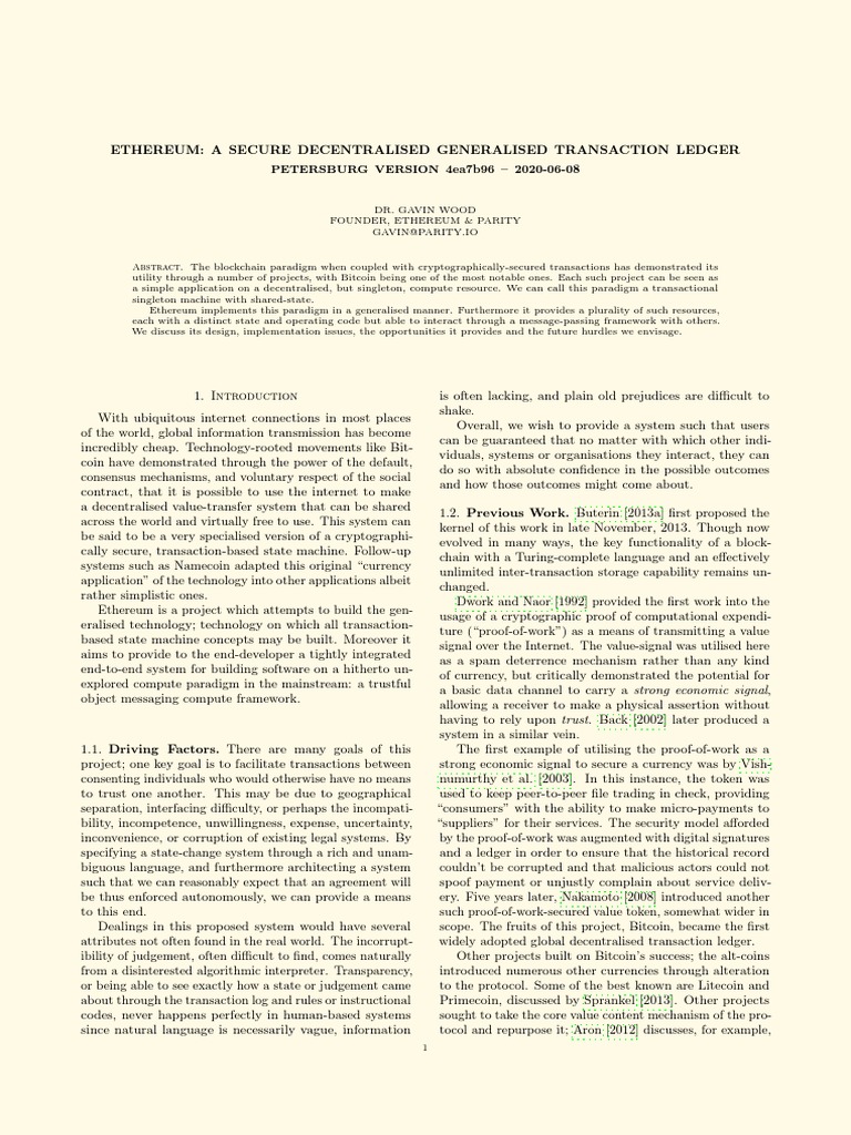 Ethereum Yellow Paper PDF Bitcoin Letter Case