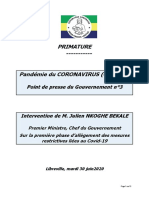 GABON 15 Premier Ministre Point Presse 3 Phase 1 Dallègement Des Mesures Restrictives 20200630