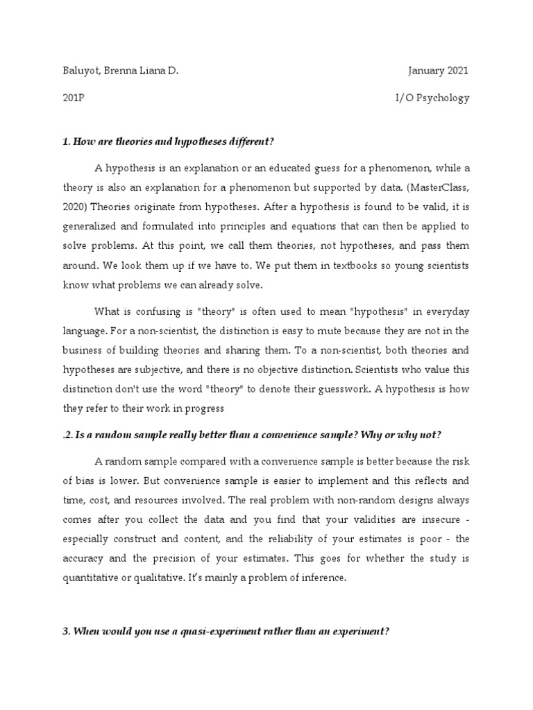 Understanding Hypotheses and Sampling Methods | PDF | Experiment ...