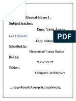 Computer Architectutre Manual 1 2019-Cpe-27 Muhammad Usama Saghar