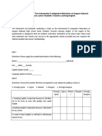 Questionnaire Checklist On The Instrumental & Integrative Motivation of Angono National High School Junior Students Towards Learning English