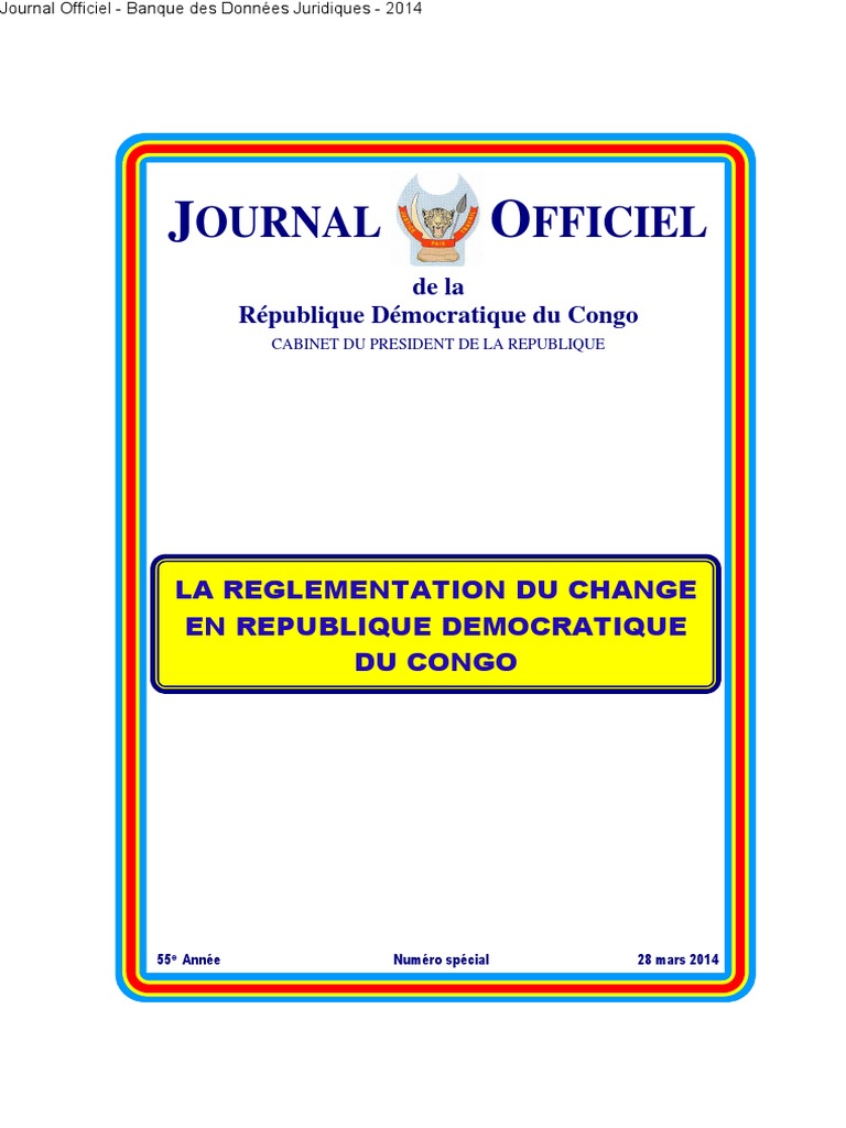 R glementation Du Change En RDC PDF Banques Argent