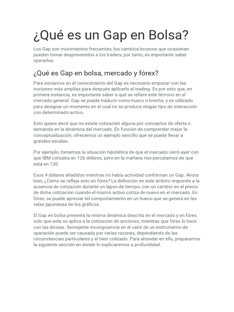 Definición y Tipos de Gaps en Bolsa | PDF | Tendencia del mercado ...