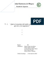 Universidad Autónoma de Chiapas: T - 1. "¿Qué Es La Mecánica Del Medio Continuo? Y ¿Para Qué Sirve A Los Ingenieros?"