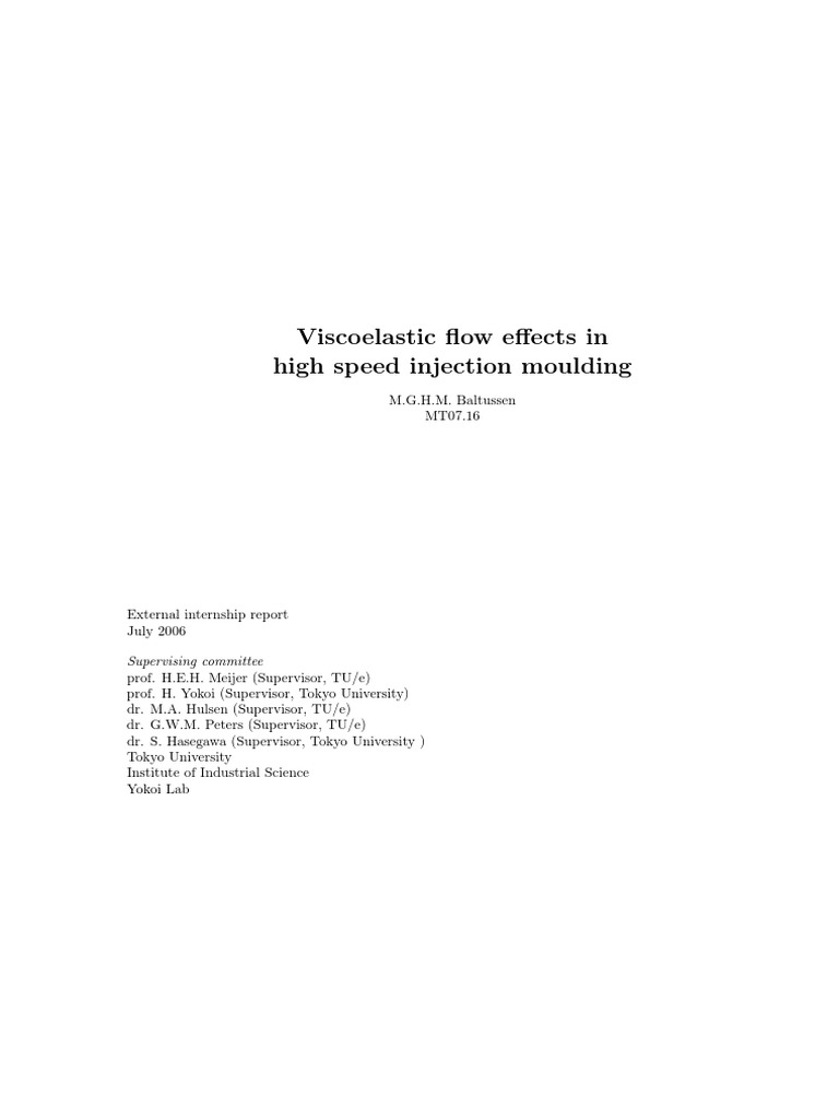 Viscoelastic Flow Effects in High Speed Injection Moulding | PDF ...