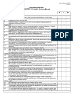 Procedure Checklist AASHTO R-18: Quality Systems Manual: Management Requirements