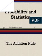 Probability and Statistics: 13-Jan-21 1 Fall Semester, 2020