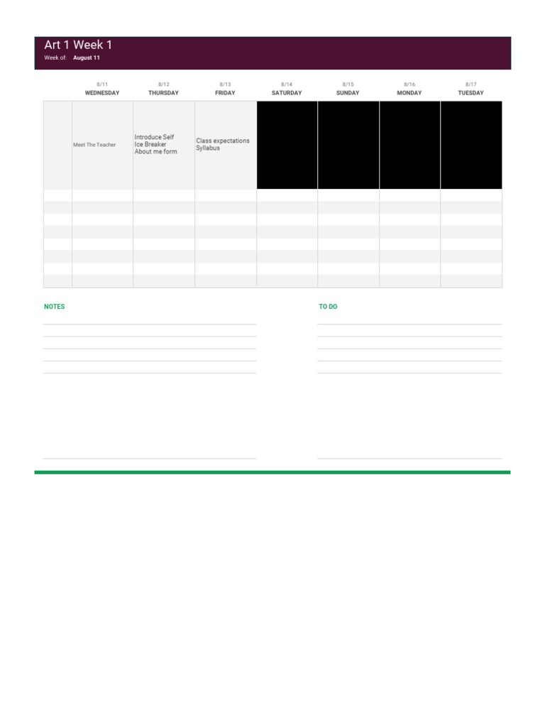 Art 1 Week 1 - Daily Schedule | PDF | Aesthetics | Paintings