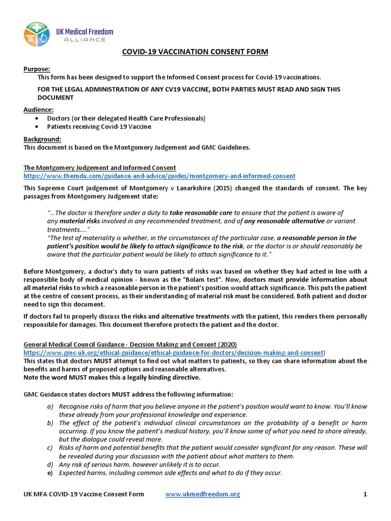 Covid-19 Vaccination Consent Form | PDF | Informed Consent | Vaccines