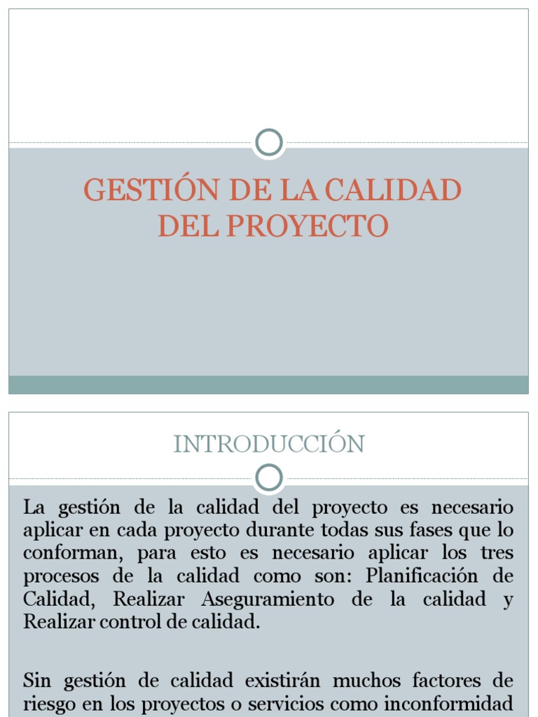 Gestión de Calidad en Proyectos | PDF | Calidad | Gestión de la calidad