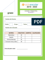 Examen Trimestral Tercer Grado Bloque II 2019-2020