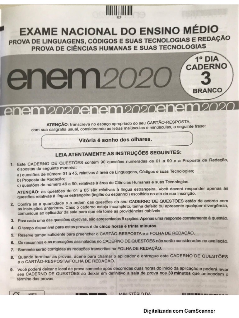 Dia1 Prova Branca Enem 2020 - Compressed | PDF