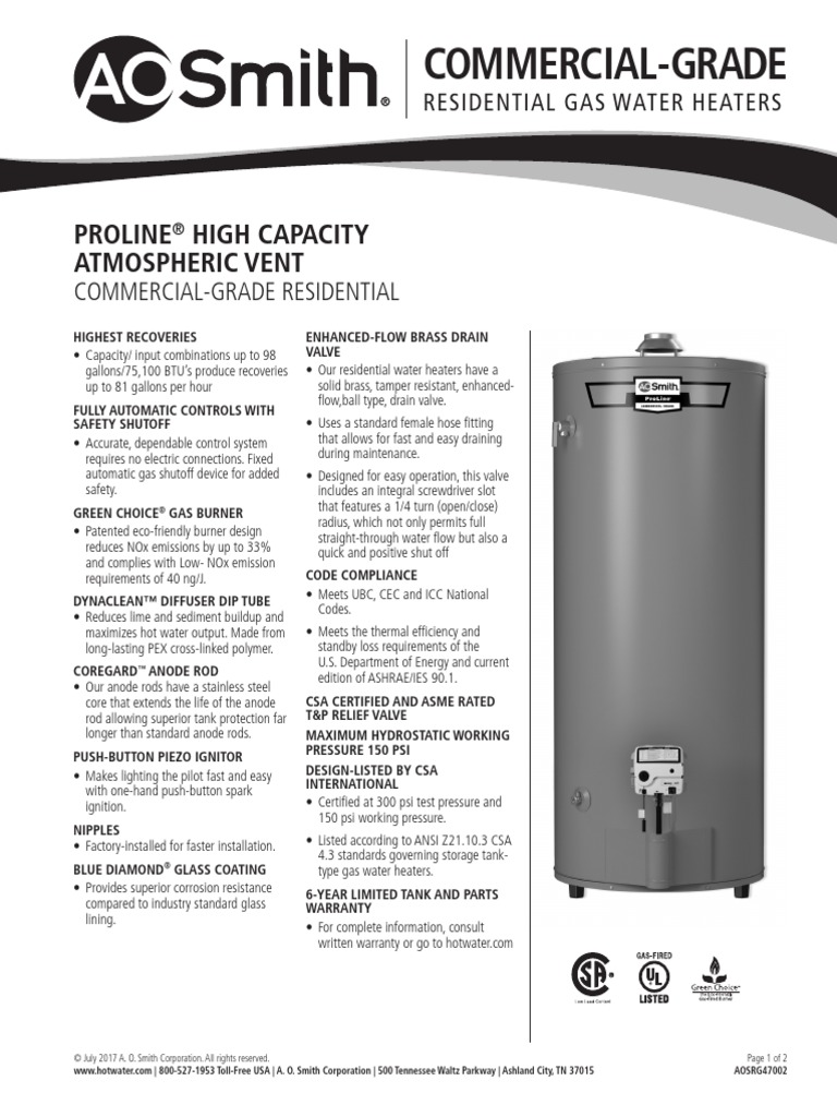 Commercial-Grade: Proline High Capacity Atmospheric Vent | PDF | Water  Heating | Mechanical Engineering