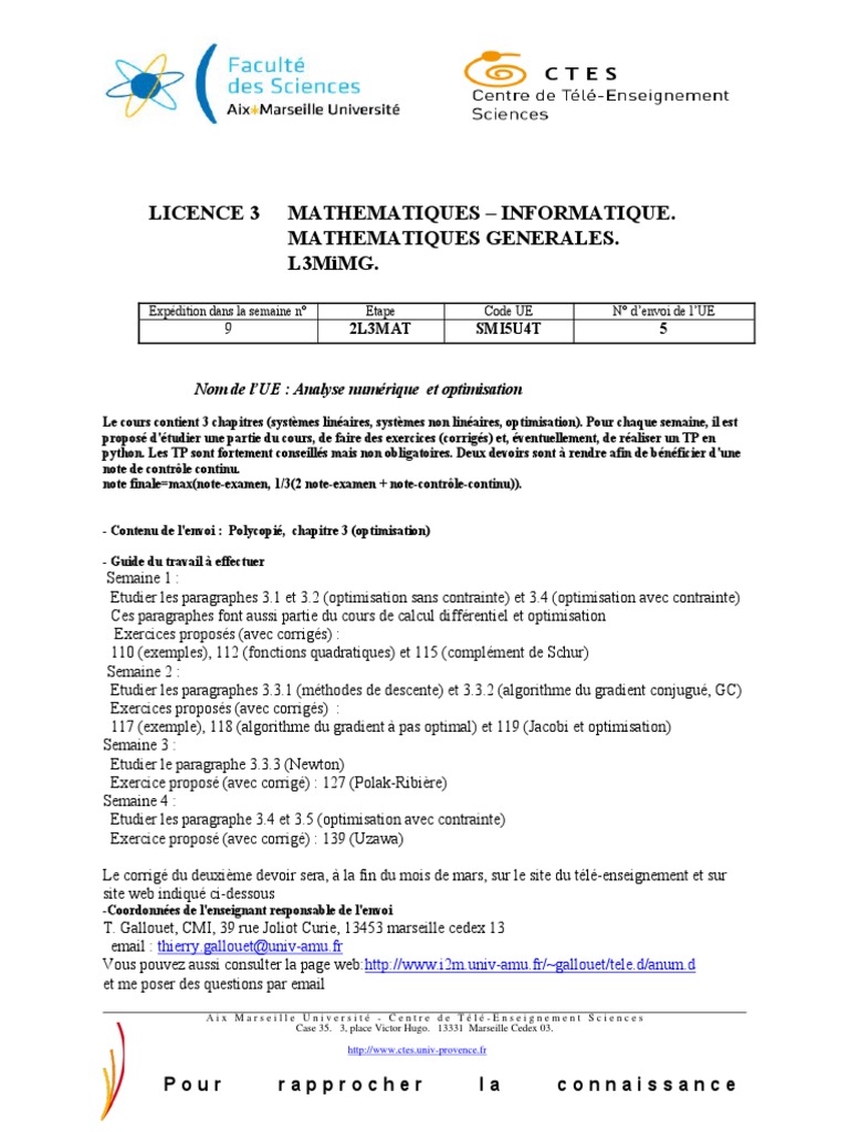 Optimisation avec contraintes : Cours et exercices | PDF | Extremum ...
