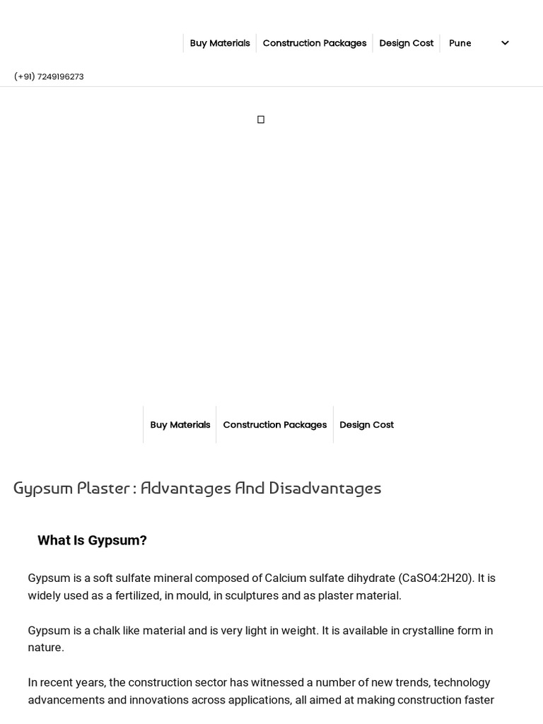 Gypsum Plaster Advantages and Disadvantages Happho PDF Plaster