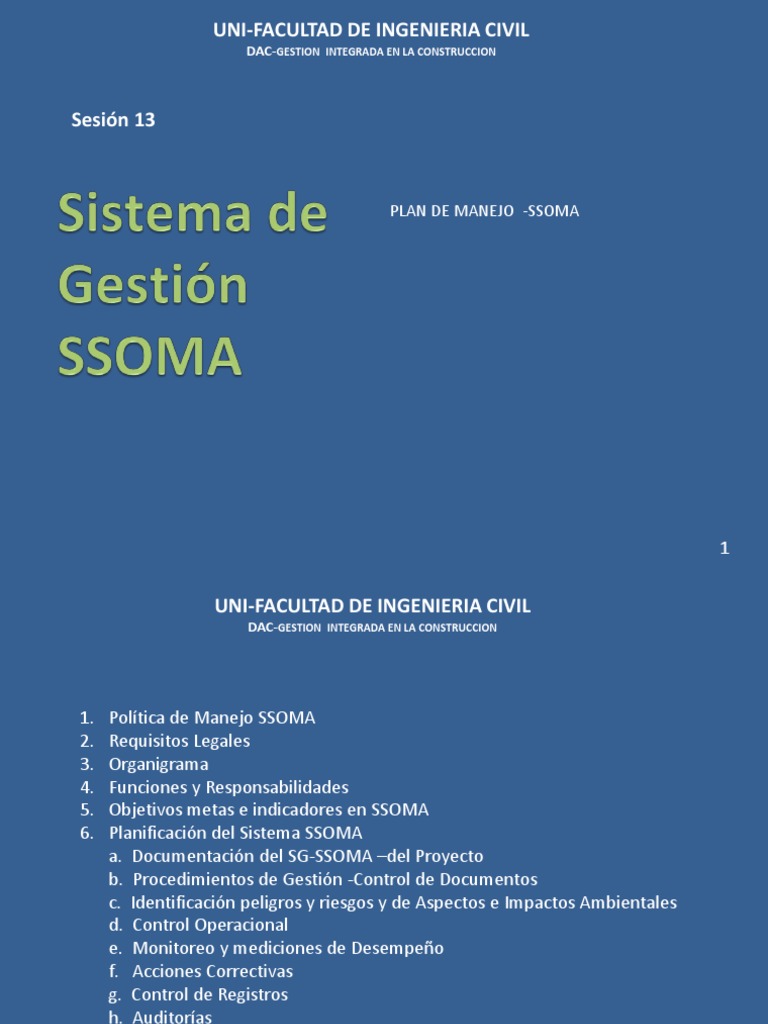 Sesión 13 - Plan SSOMA | PDF | Administración de Seguridad y Salud ...