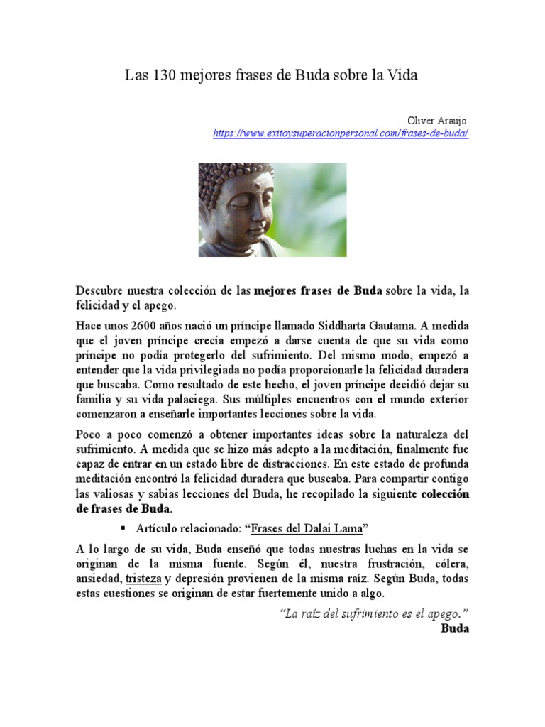 130 Frases de Buda sobre la Vida | PDF | Gautama Buddha | Sufrimiento