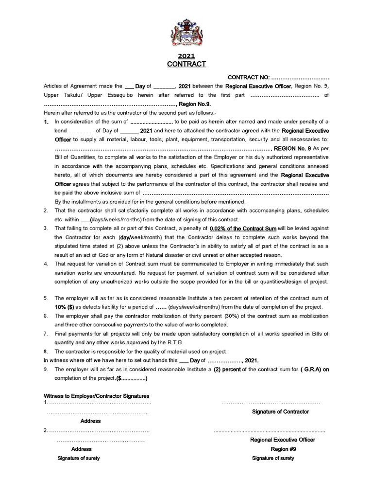 2021 Contract Agreement for Region No. 9 | PDF | Common Law | Justice