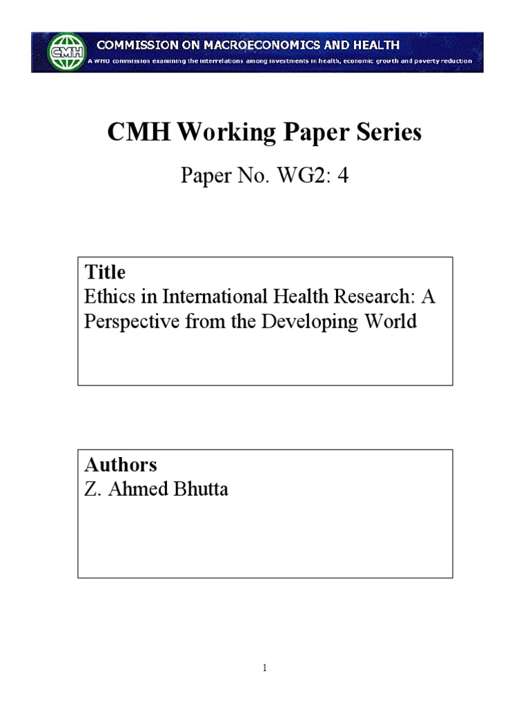 CMH Working Paper Series | PDF | Vaccines | Clinical Trial