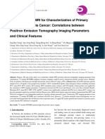 11c-Choline PET/MRI For Characterization of Primary High-Risk Prostate Cancer: Correlations Between Positron Emission Tomography Imaging Parameters and Clinical Features