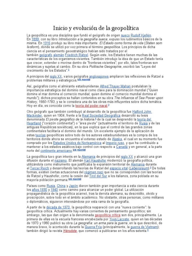 Historia de La Geopolitica | PDF | Geopolítica | Ciencias Políticas