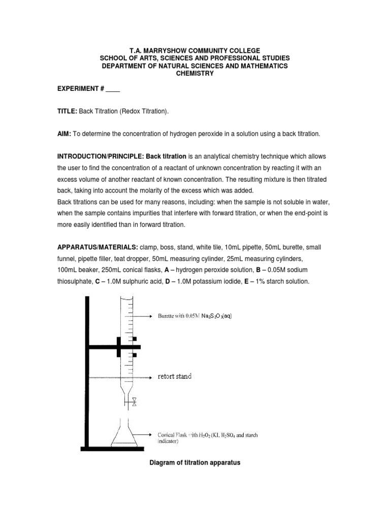 05 To Determine The Concentration of Hydrogen Peroxide in A Solution