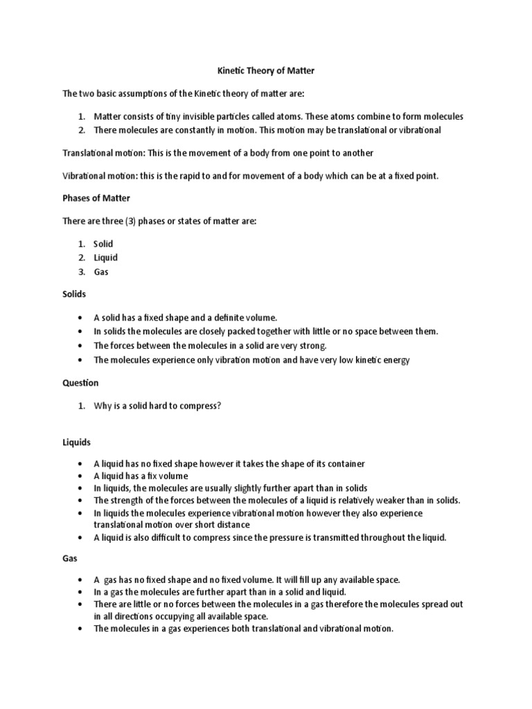Thermal Physics Notes Pdf Gases Evaporation