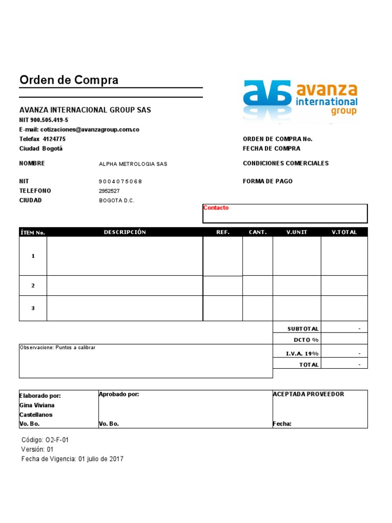 Formato Orden de Compra | PDF