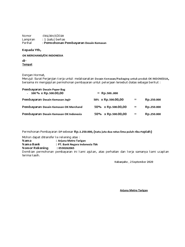 Permohonan Pembayaran Desain Kemasan | PDF