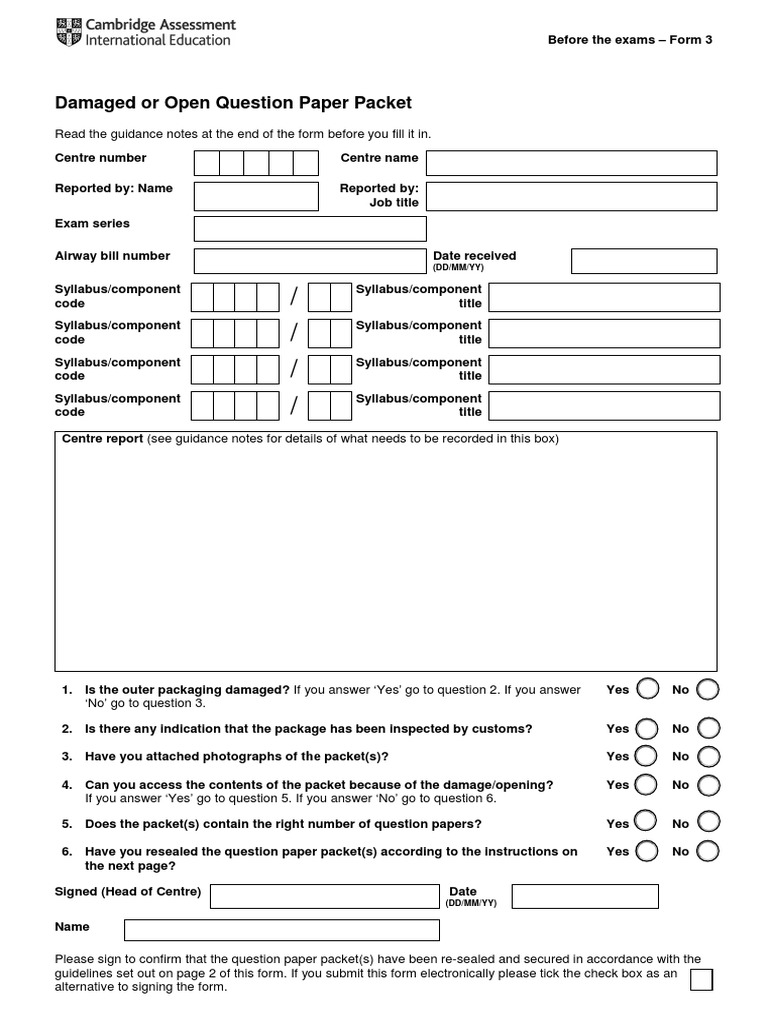 Damaged Exam Paper Packet Procedure | PDF | Computing | Business