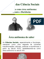 4. A sociologia como área autonoma - Comte e Durkheim