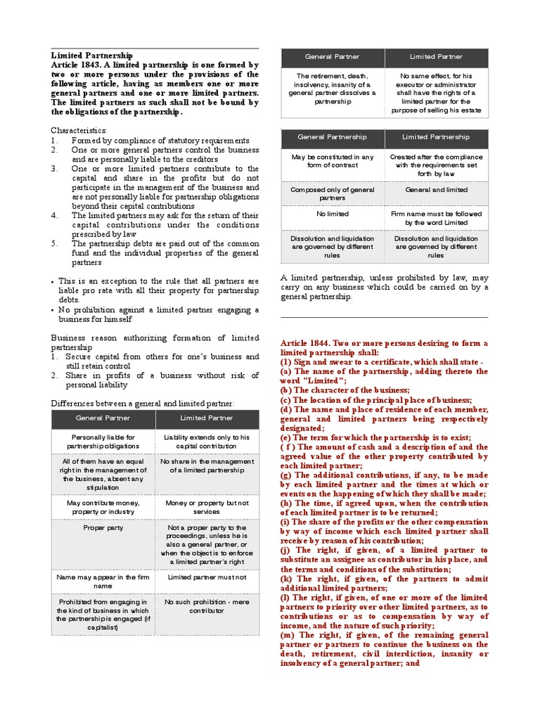 Understanding Limited Partnerships | PDF | General Partnership ...