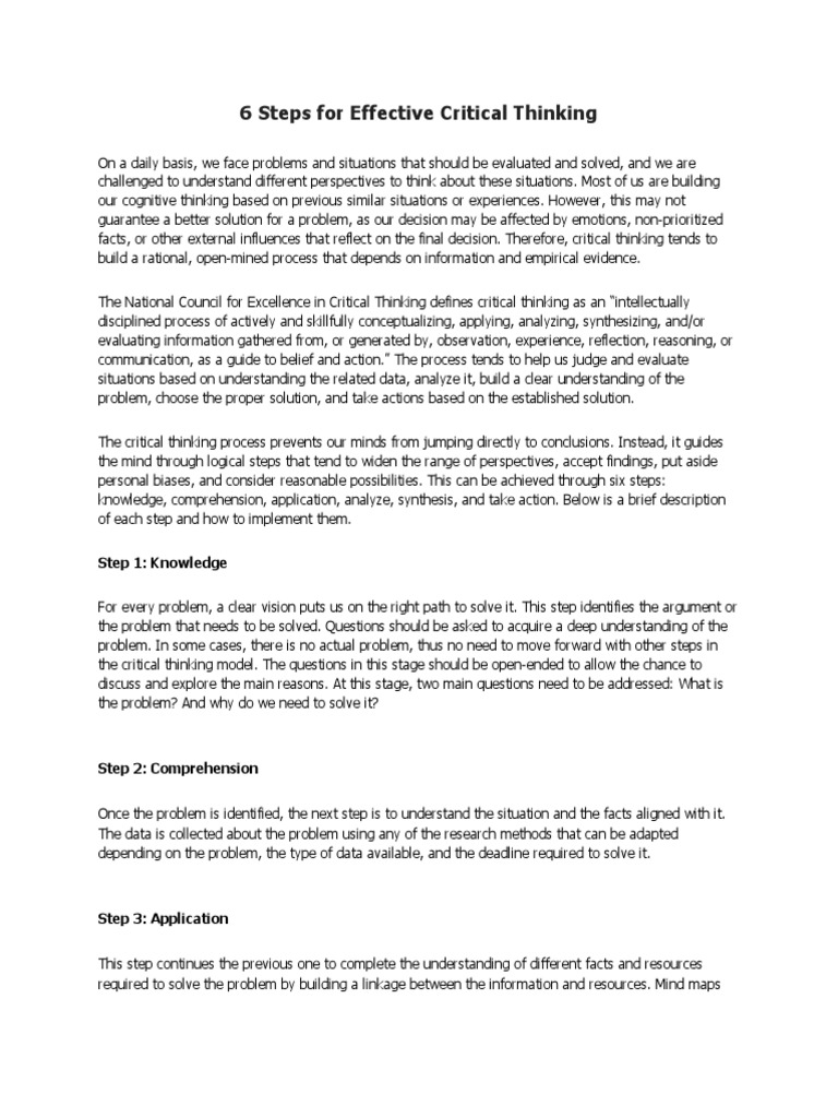 6 Steps to Enhance Critical Thinking | PDF | Critical Thinking | Thought