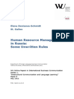 Human Resource Management in Russia: Some Unwritten Rules: Elena Denisova-Schmidt St. Gallen