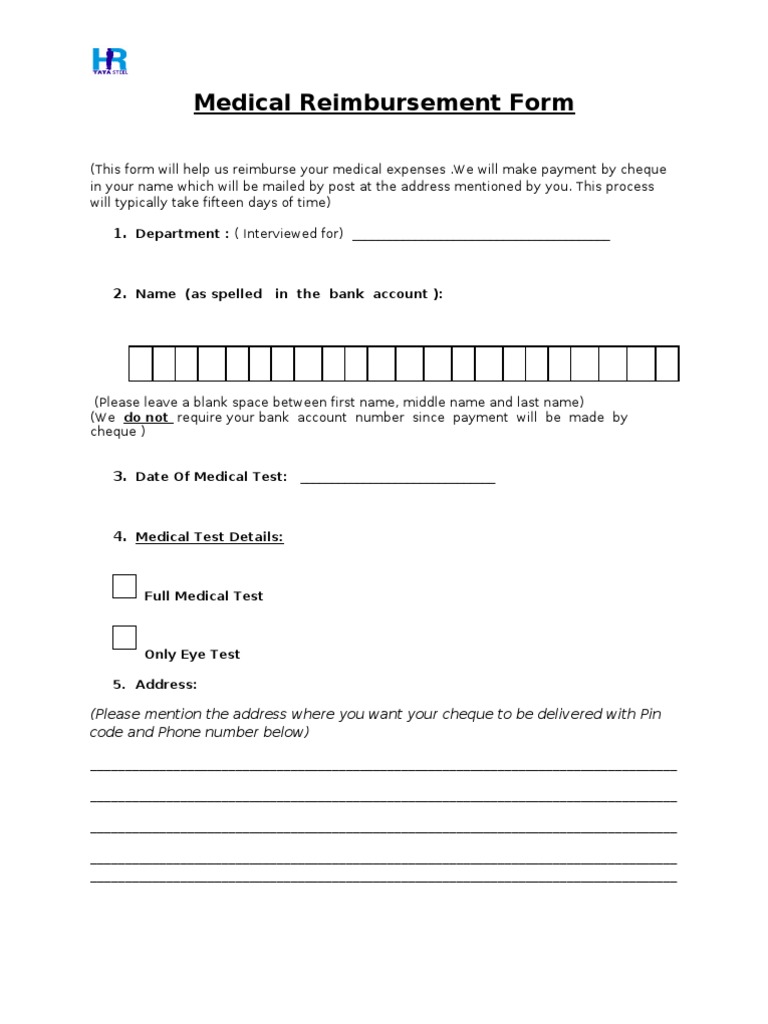 Medical Reimbursement Form Instructions | PDF