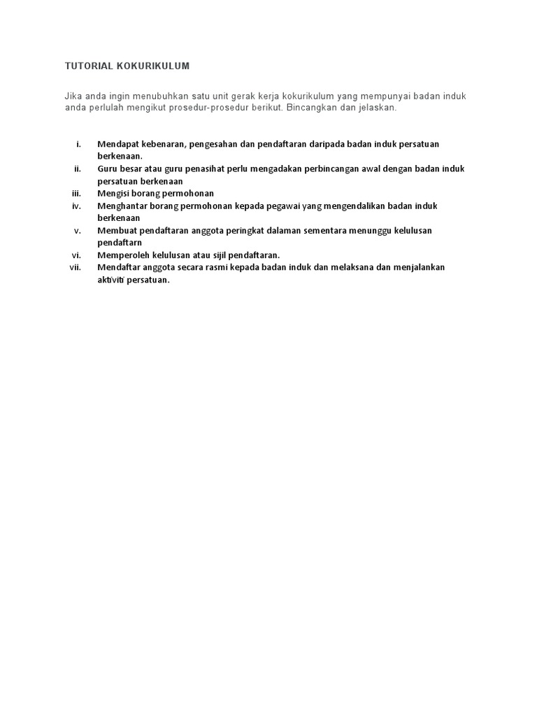 Tutorial Kokurikulum Pdf