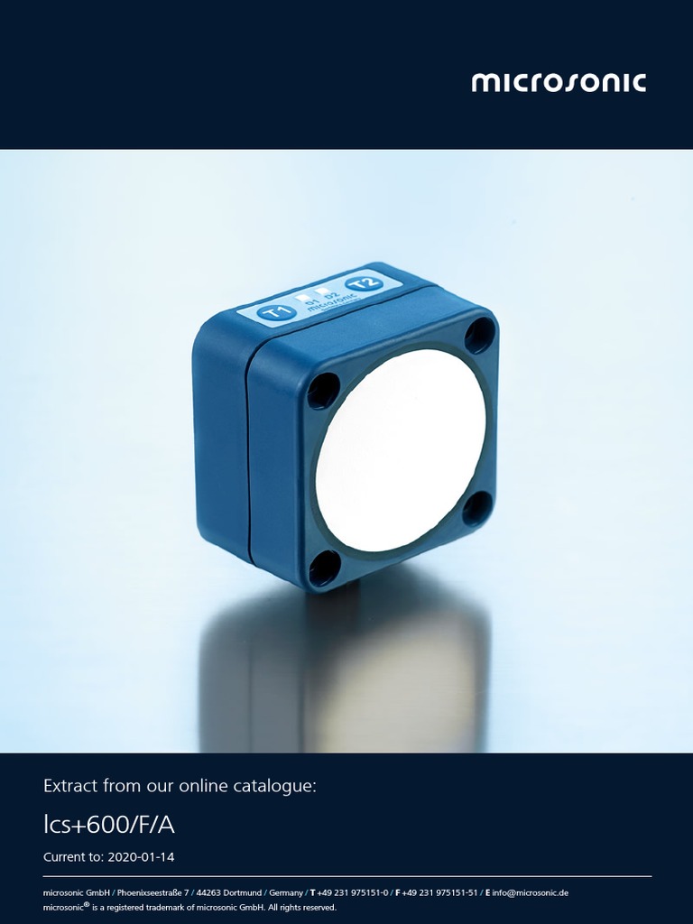 lcs+600/F/A: Extract From Our Online Catalogue | PDF | Sensor ...