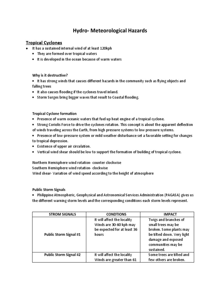 Hydro-Meteorological Hazards: Tropical Cyclones | PDF | Tropical ...
