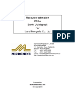 Bukht Uul Micromine Resource Estimation Report Oct 2008