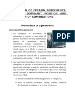 Prohibition of Certain Agreements, Abuse of Dominant Position and Regulation of Combinations