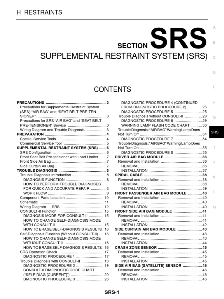 SRS Airbag System Service Guide | PDF | Airbag | Seat Belt