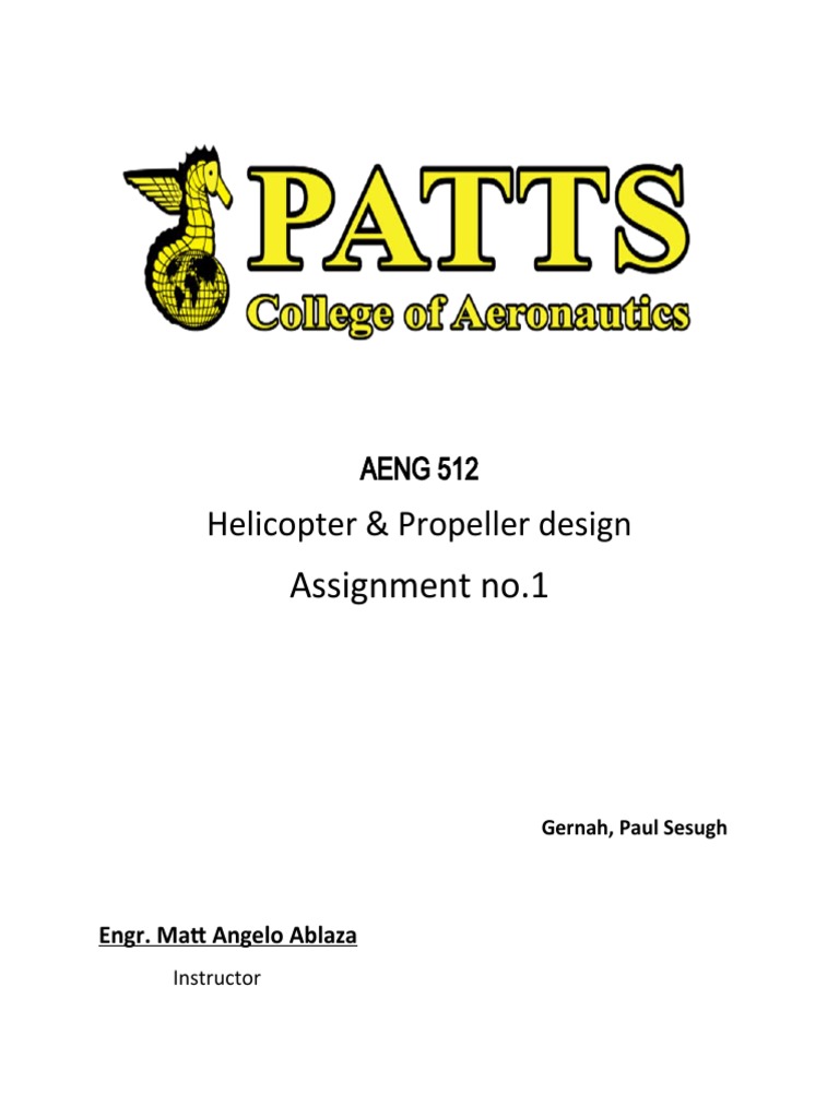 Assignment No.1 Helicopter & Propeller Design PDF Propeller Airfoil