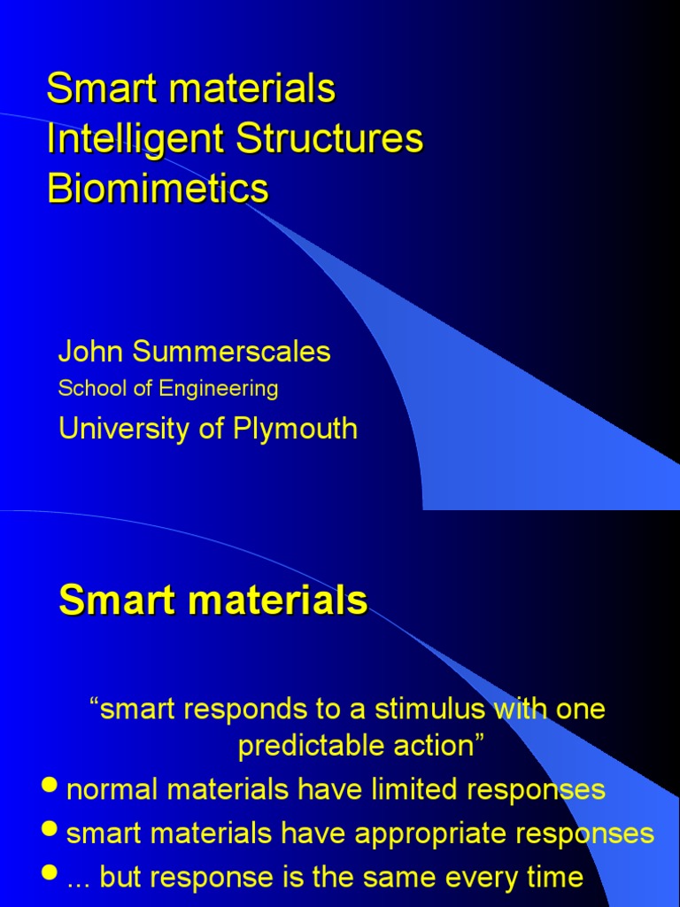 Smart Materials Intelligent Structures Biomimetics | PDF | Materials ...