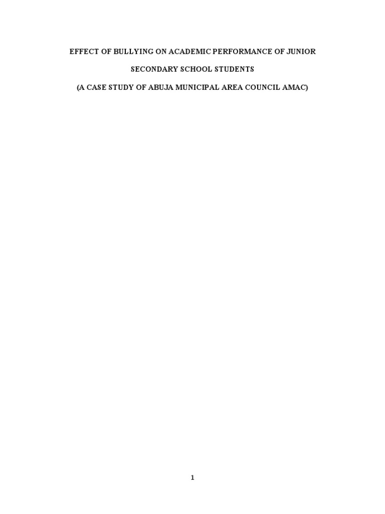 Effect of Bullying On Academic Performance of Junior Secondary School ...